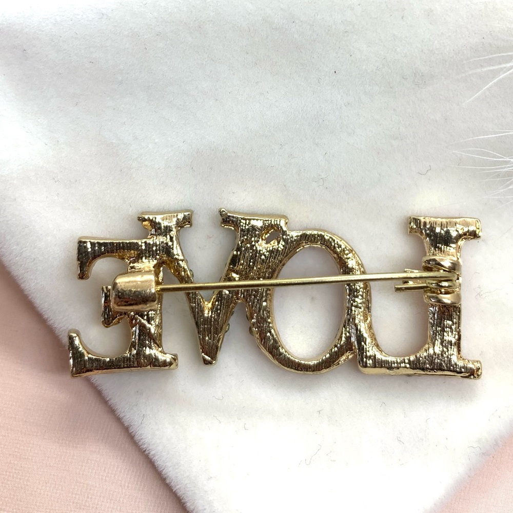 Love Rhinestone Brooch - Picture 2 of 3